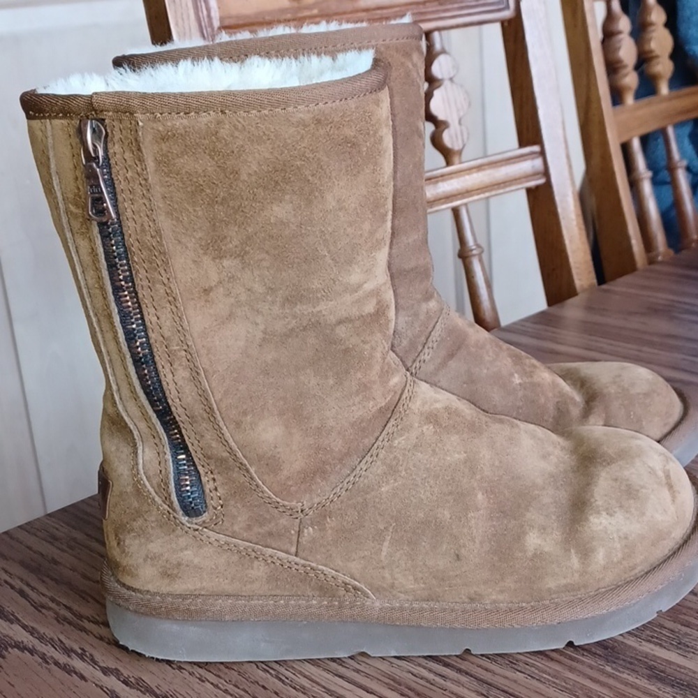 UGG Womens Knightsbridge Tan Back Zip Suede/leather Boots Size 6